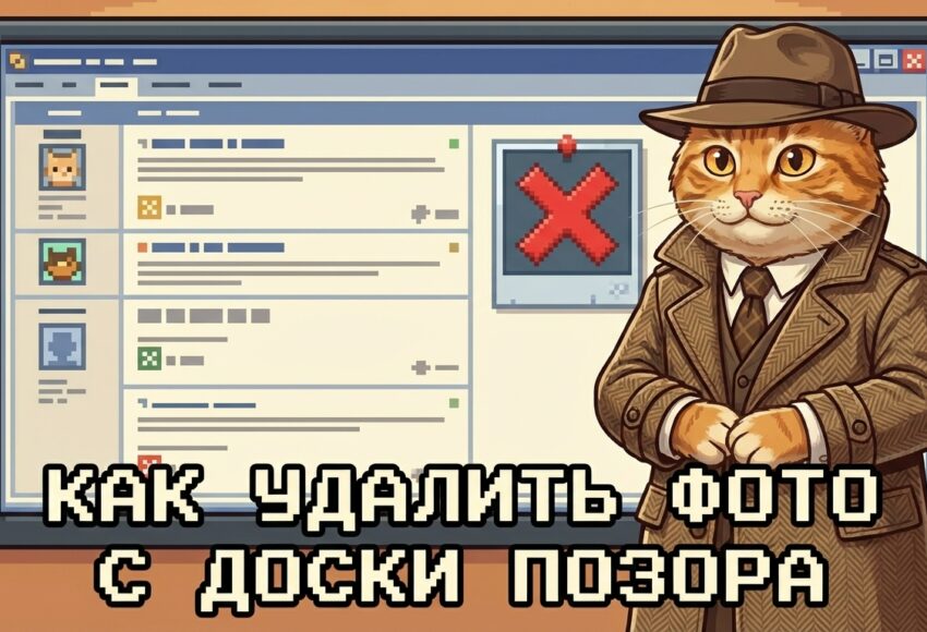 кот-детектив расследует фальшивую анкету на пиксельной доске позора — удаление фото с badlist